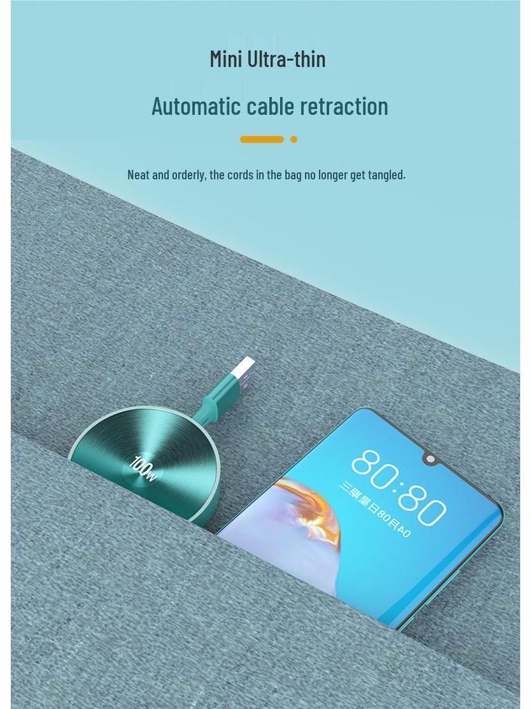 3-in-1 100W Fast Charging Cable, Compatible with Apple and Huawei, 6A Single Pull Design