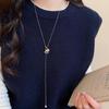 Zircon Tiger Eye Pearl Wood Horse Pendant Sweater Chain - High-End Autumn/Winter Women's Necklace