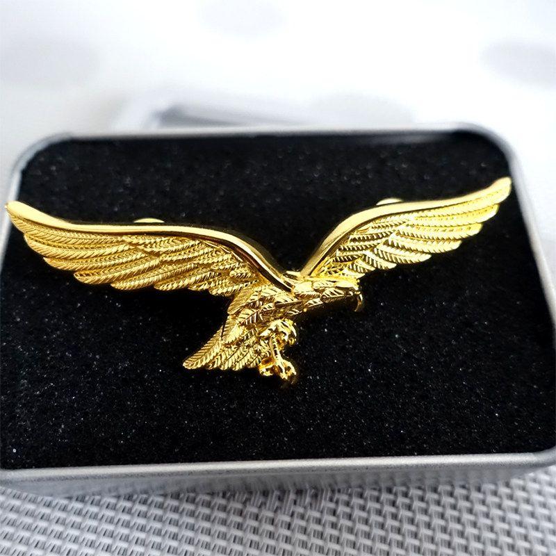 Eagle Wings Retro Metal Personality Creative Brooch Clothing Accessories Fashion Exquisite Double Buckle Pin Badge with Iron Box