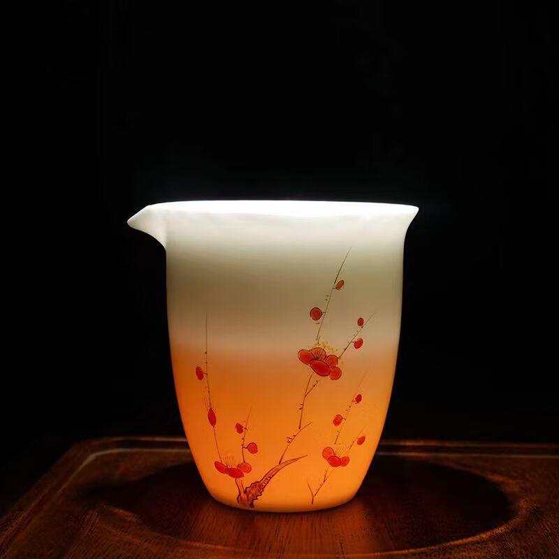 Vintage Hand-painted Mutton Fat Jade Ceramic Kung Fu Tea Set