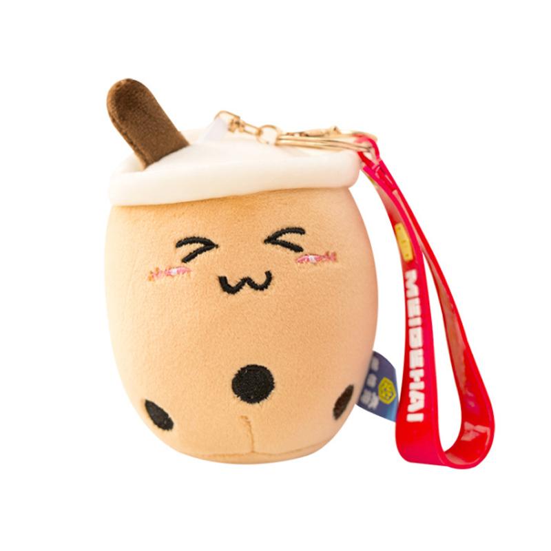 1pc 10cm kawaii Cartoon Fruit Bubble Tea Cup Keychain Plush Toys Lovely Bag Plush Pendant Dolls Cute Ornaments for Baby Girls