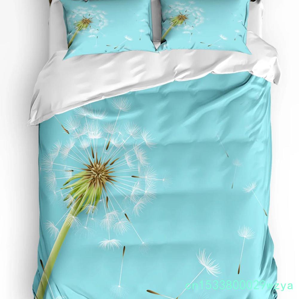 Dandelion Flowers Black Duvet Cover Bed Bedding Set For Double Home Textile Quilt Cover Pillowcases Bedroom Bedding Set No Sheet