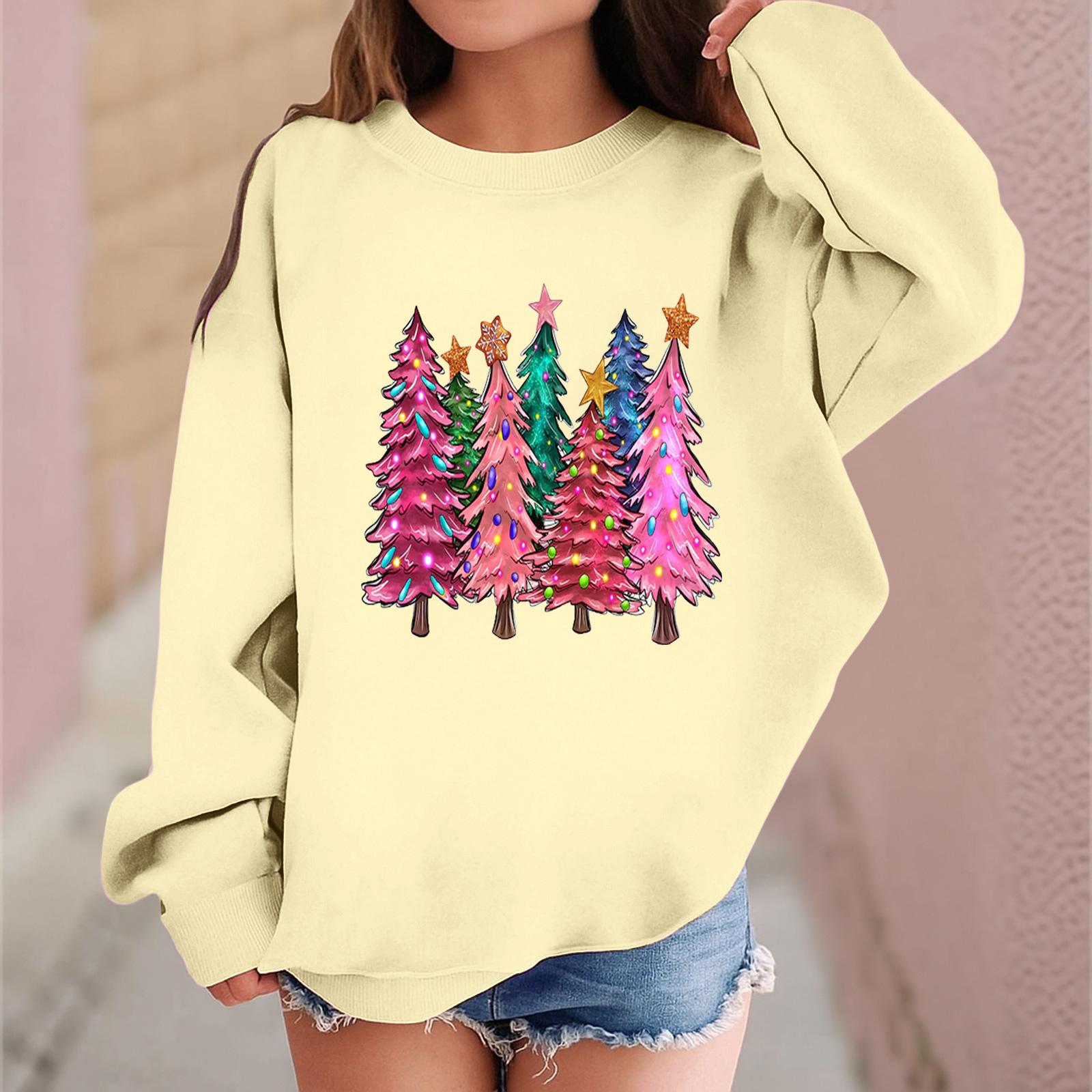 

Детский модный повседневный пуловер с длинными рукавами и свободного кроя с рождественским принтом 120 бежевый