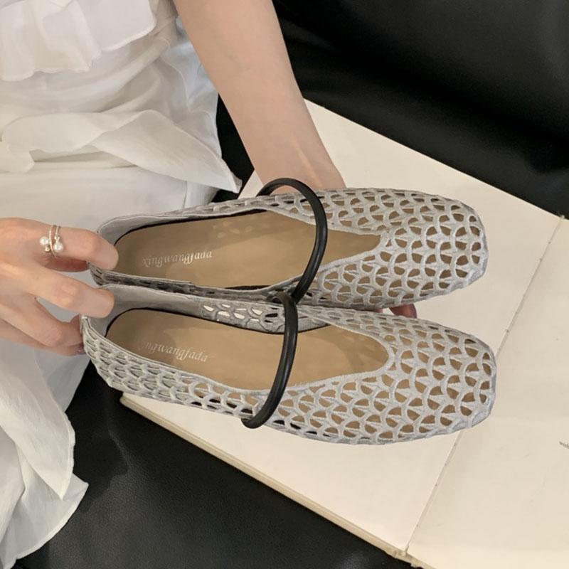 Fashion Fashion Weave Women Flats Mary Janes Shoes New In Spring Summer Female Shallow Footwear Square Toe Ladies Flats With Shoes
