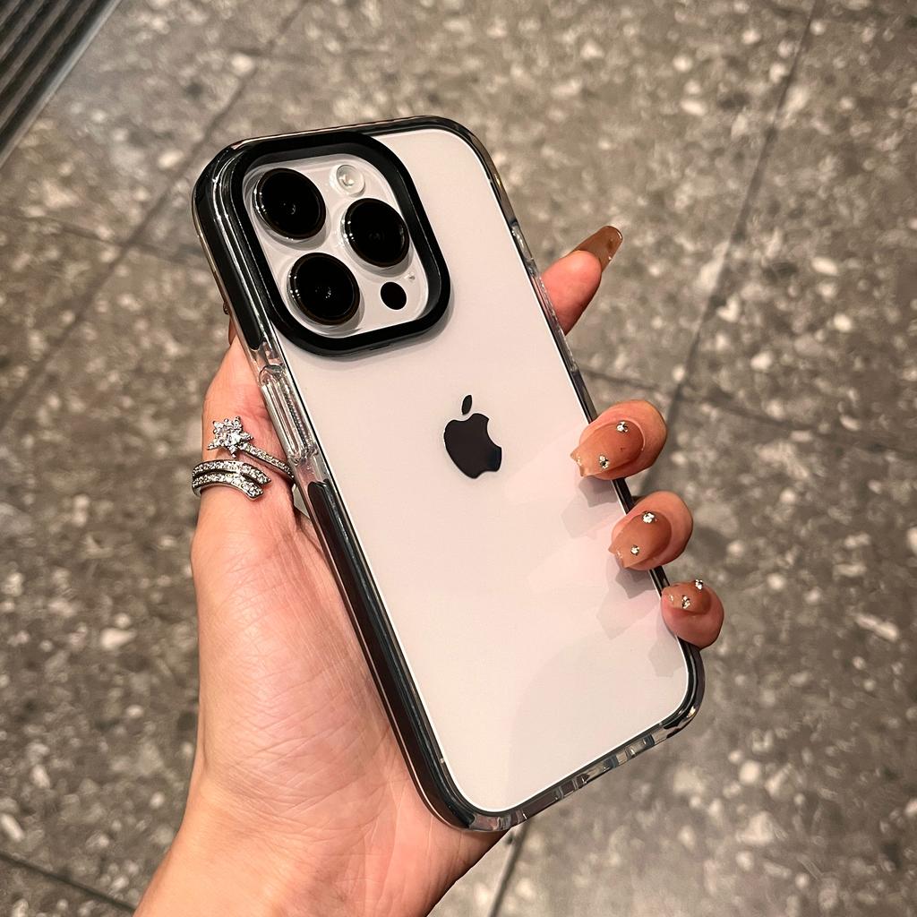 Luxury Transparent Shockproof Case For 11 12 13 14 15 16 Plus Pro Max X XS XR Clear Fluorescent Neon Bumper Armor Cover