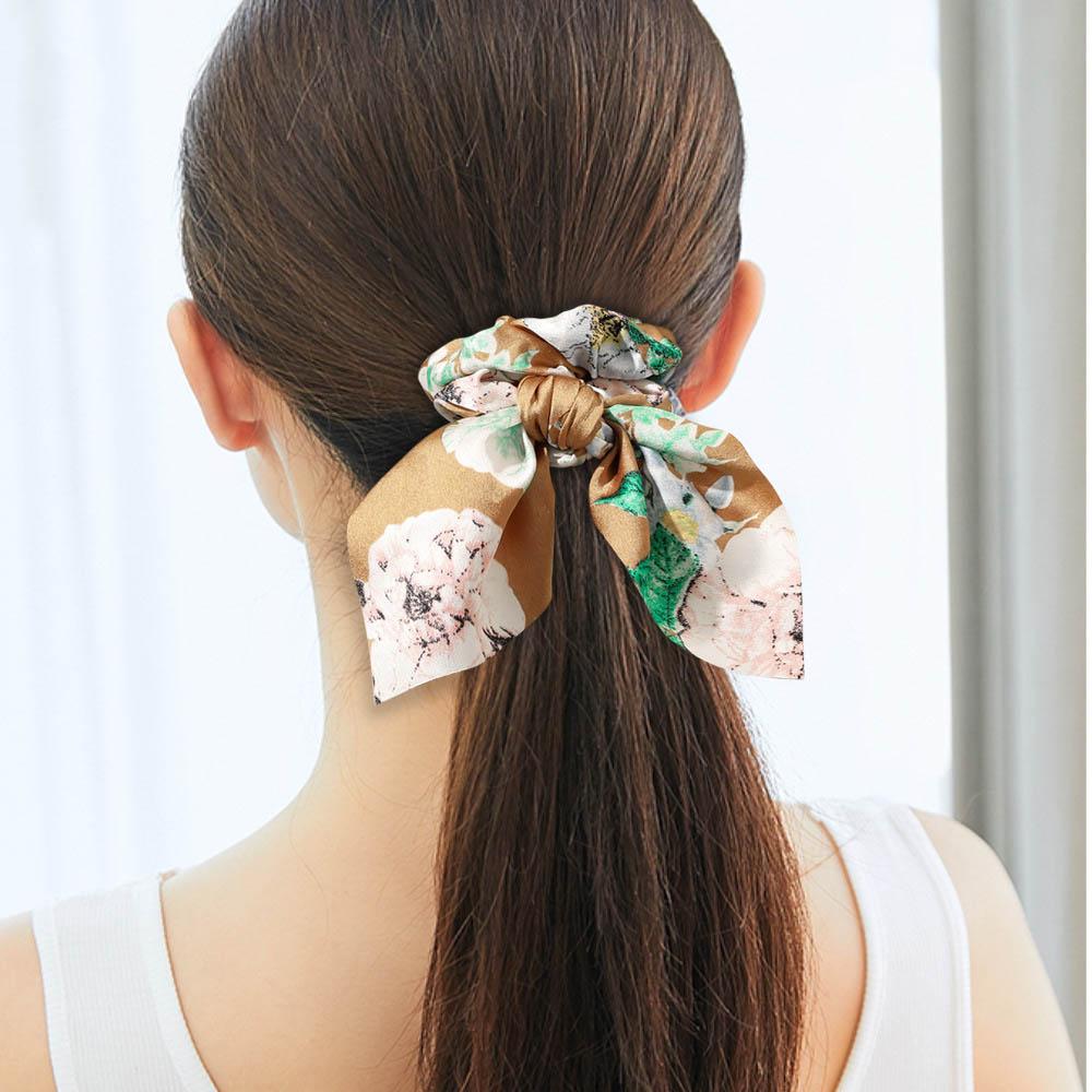 Leopardenmuster Schleife Elastisches Haarband Damen Einfarbig Scrunchie Mädchen Haargummi Pferdeschwanzhalter Stirnband Haarseil Haarschmuck
