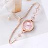 Numeral Dial Women Bracelet Watch Violet Leaves Diamond Setting Elegant Quartz Watch Round Alloy Case Adjustable Luxury Watch