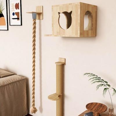 Sisal-Seil Katzenkletterregal Interaktiver Mehrstufiger Kratzbaum Seil Langlebig Wandmontiertes Haustier-Kletterseil Baum