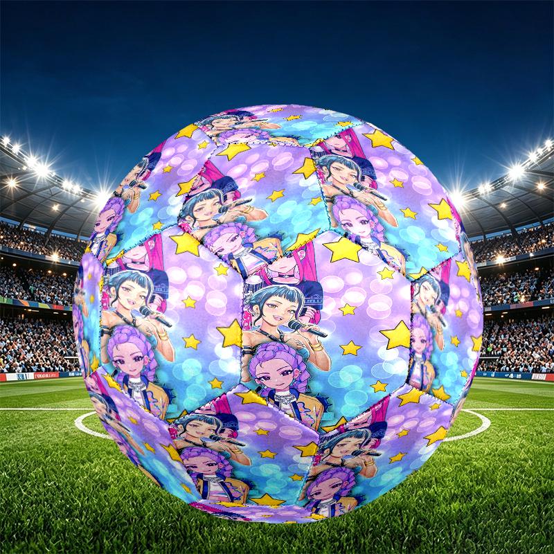 KPop Demon Hunters Print Size 5 Soccer Ball, PU Wear Resistant Football for Match Training and Daily Practice, Birthday Gift for Soccer Fans