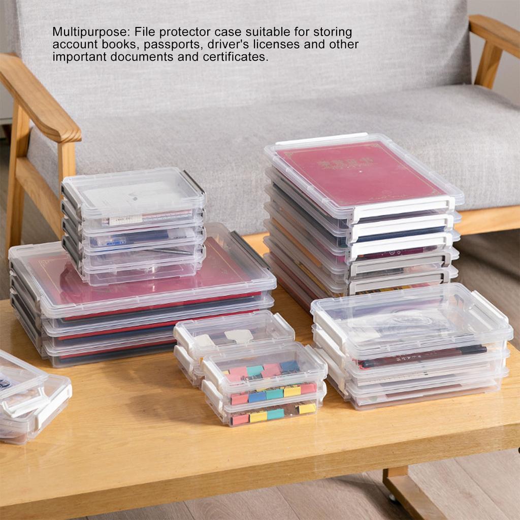 2pcs Plastic Portable File Box Stackable Dustproof Protective Clear  Document Case for Document Ph