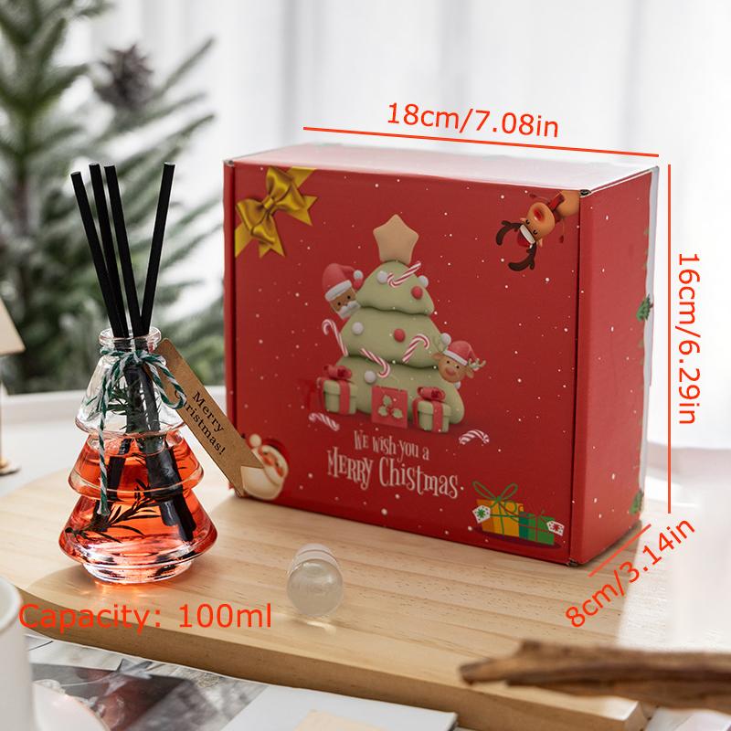 1PC Flameless Souvenir Aromatherapy Fresh Gift Box Ornament Glass Indoor Fragrance Long-lasting Christmas Tree Home