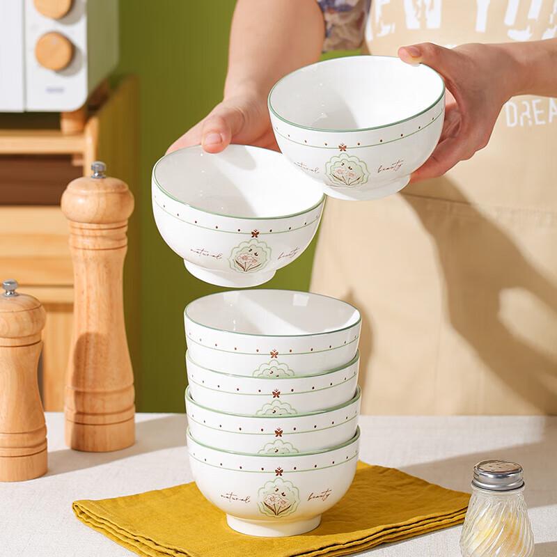 Tang Hui 6-Piece Floral Underglaze Ceramic Bowl Set