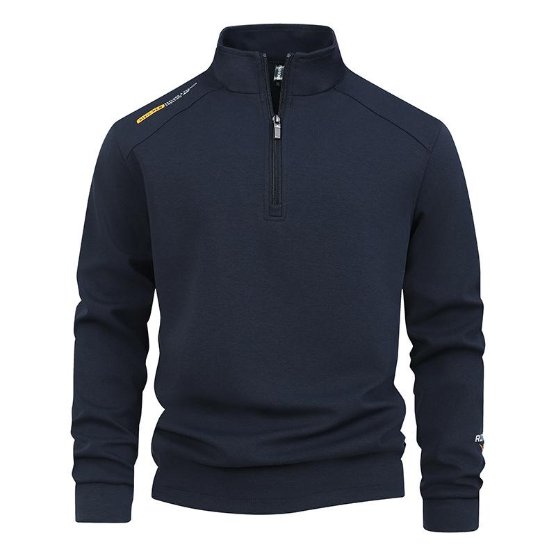 Plus Size Men's Casual Hoodie Stand Up Collar Jacket Popular Fashion Single Zipper Top