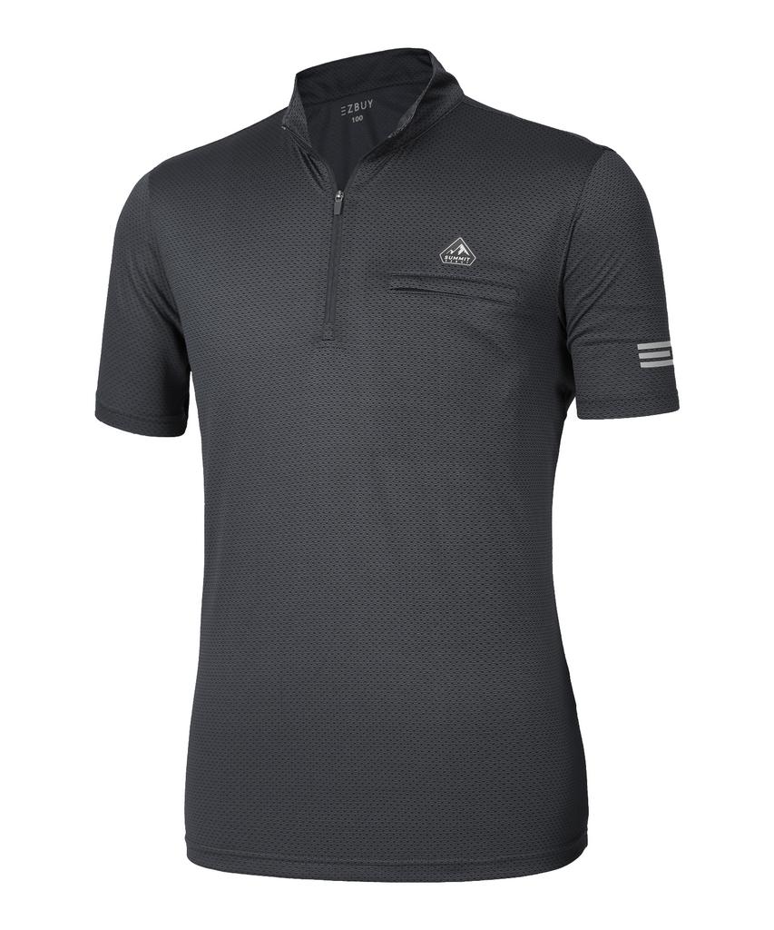 EXTRASPORTY [2Pack] Men'S Modern Air Honeycomb Mesh Short Sleeve Zip-Up T-Shirt 5 Colors (D Type)
