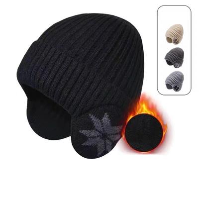 Hat Men'S Winter Ear Protection Hat Cycling Warm Cold Hat Big Head Circumference Knitted Hat Men'S Baotou With Velvet Knitted Hat