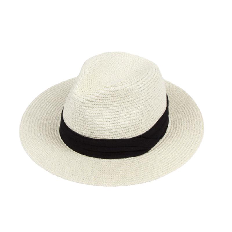 Hat Style Versatile Straw Woven Three Elegant Solid Color Panama Hatscaps