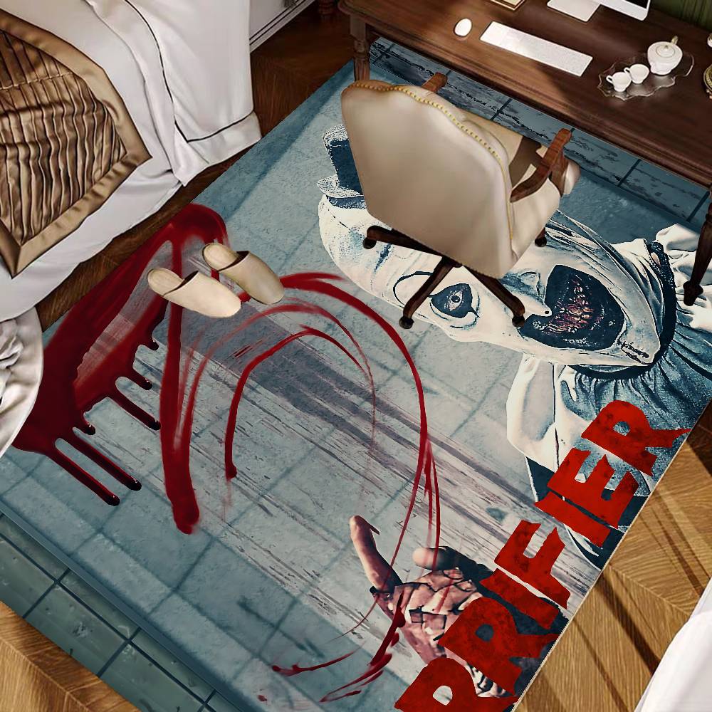 T-Terrifier 3 Horror Clown Movie Floor Mat Cheaper Anti-slip Modern Living Room Balcony Printed Bedside Mats