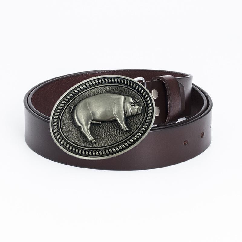 Men's Retro Cowhide Belt with Smooth Buckle - Korean Style, Trendy and Simple Wide Waistband.
