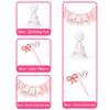 Pink Bow 1st Birthday Decorations  1st Birthday Party Hat First Birthday High Chair Banner 1st Birthday Cake Topper 1st Birthday