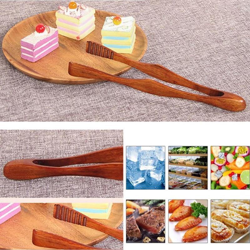

Wooden Clip Cooking Kitchen Tongs Food Bbq Tool Salad Bacon Steak Bread Cake one size