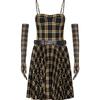 MO&Co. Pleated Plaid Boned Bustier Dress with Detachable Elements