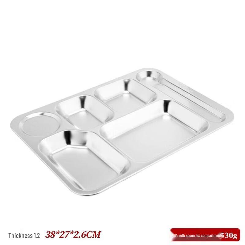 Stainless Steel Divided Meal Tray with Spoon