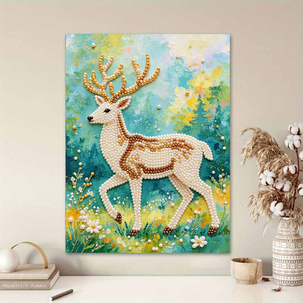 Pittura Artistica Fai da Te con Perline Cervo Maestoso Quadro Fatto a Mano Ornamento da Parete per Interni Hobby Rilassante Decorazione per la Casa Raffinata Regalo