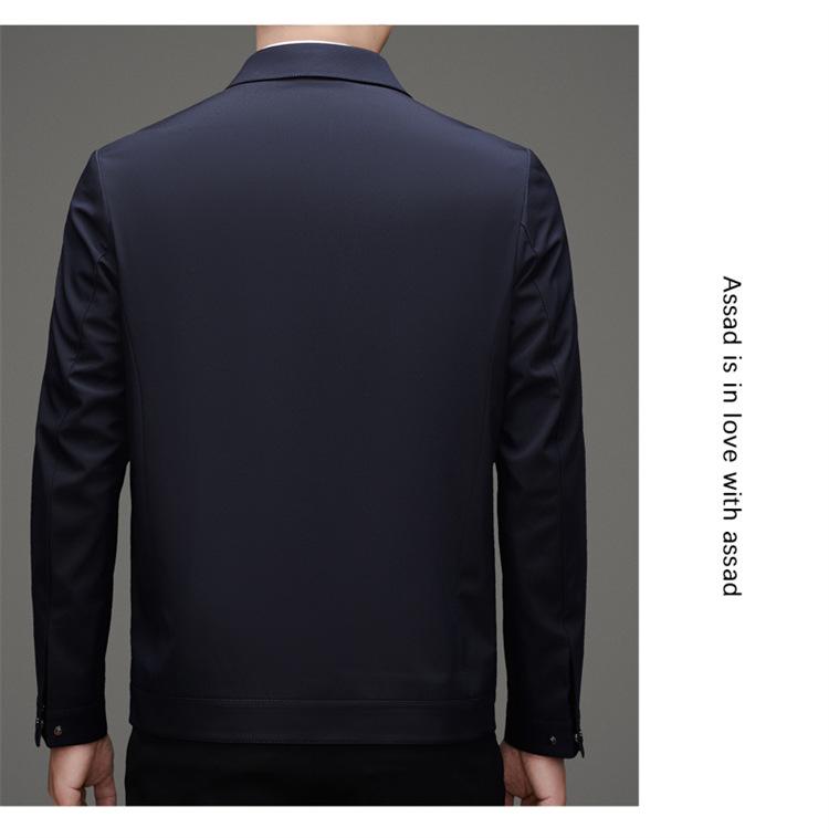 Luxury 2025 Spring/Autumn Men's Casual Lapel Jacket - Mid-aged Cadre Style, Perfect for Father's Wear.