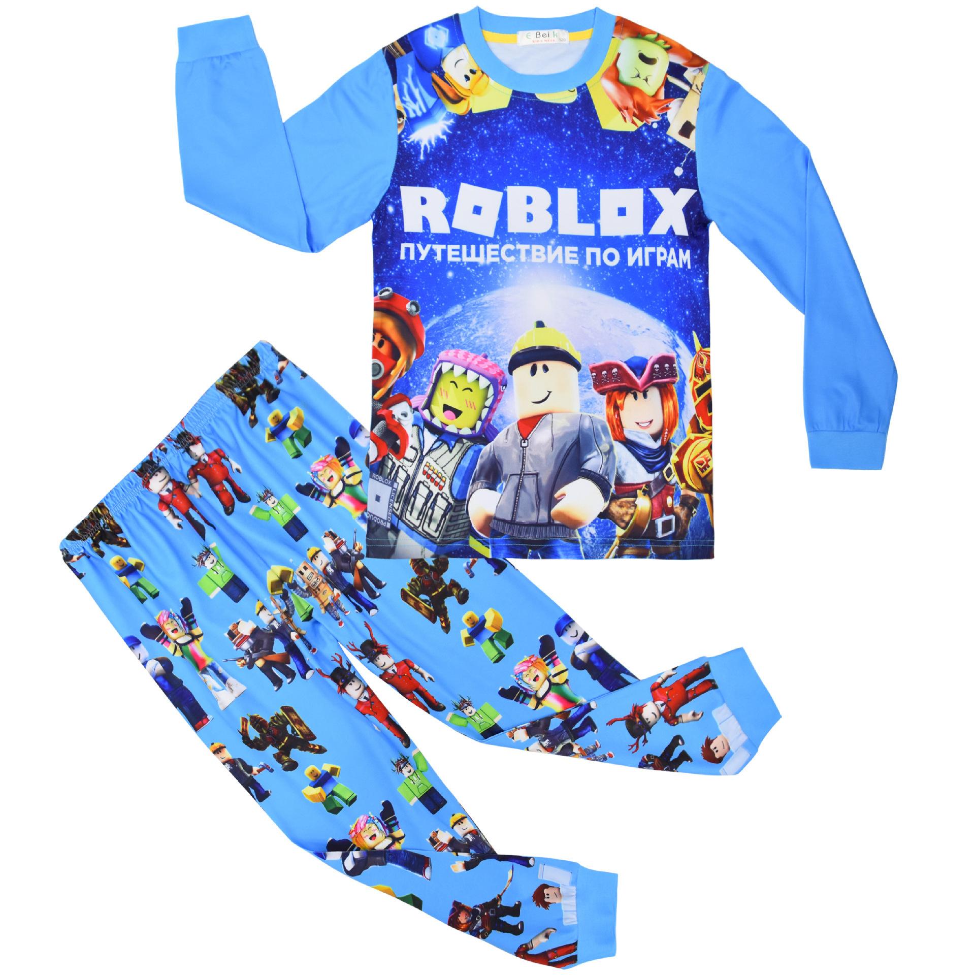

Cartoon Digital Printing, Middle-Aged And Older Children S Loungewear Set, Long-Sleeved Two-Piece Pajamas 6053 120 светло-синий
