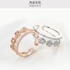 Sweet Cool Index Finger 925 Micro-Inlaid Zircon Open Ring Rose Gold Ring Live Simple Temperament Female Finger Ring