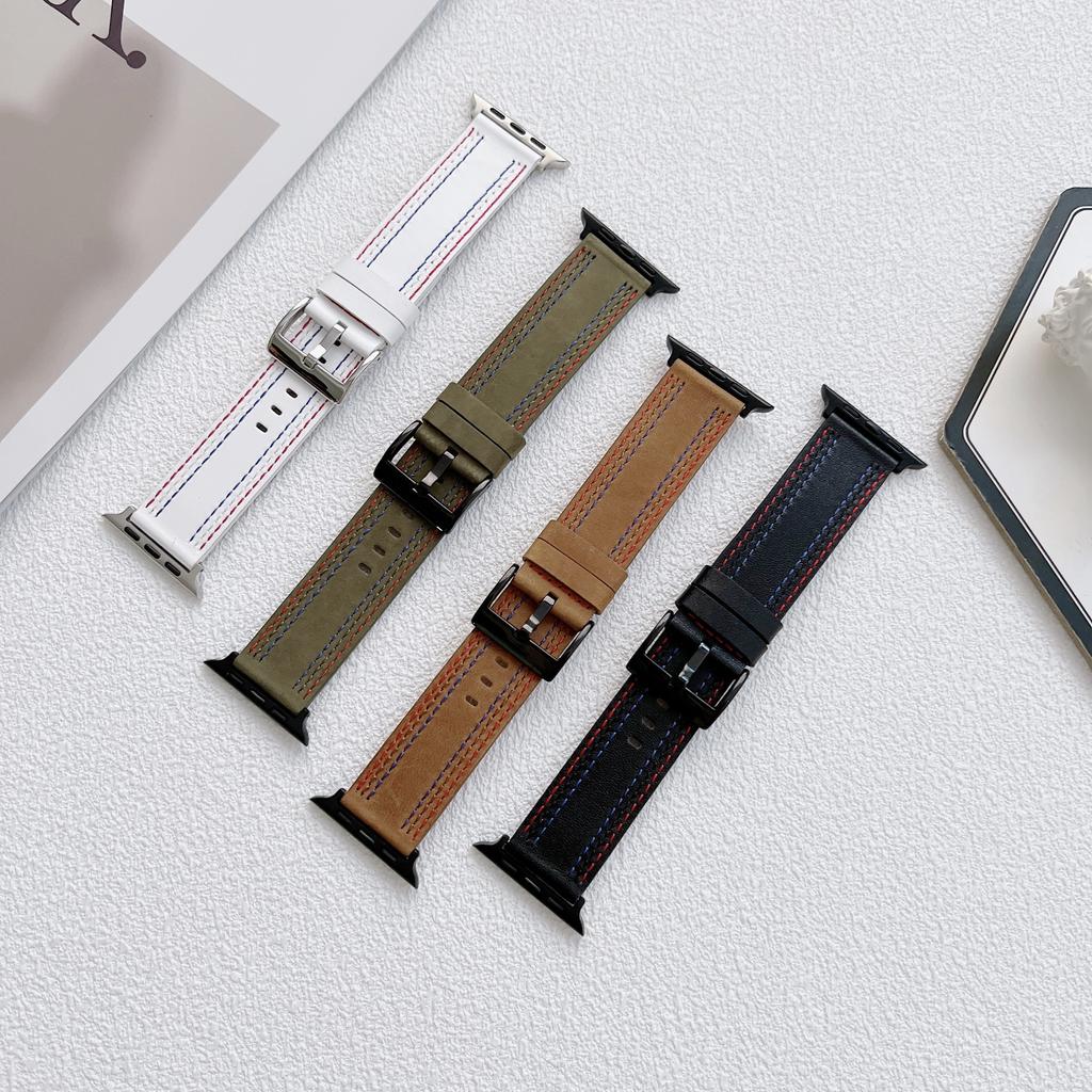 Stylish Genuine Leather Smart Watch Replacement Strap for Apple Watch Series 10 42mm/9 8 7 41mm/6 5 4 SE SE (2022) SE (2023) 40mm/3 2 1 38mm