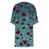 Damenmode Übergröße V-Ausschnitt Dreiviertelärmel Lässiges Lockeres Kleid mit Valentinstags-Liebesdruck und Taschen
