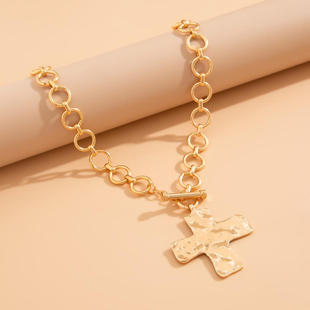 Ingemark Vintage Punk Big Cross Jesus OT Buckle Pendant Choker Necklace Women Trend Goth Metal Chain Grunge Jewelry Steampunk