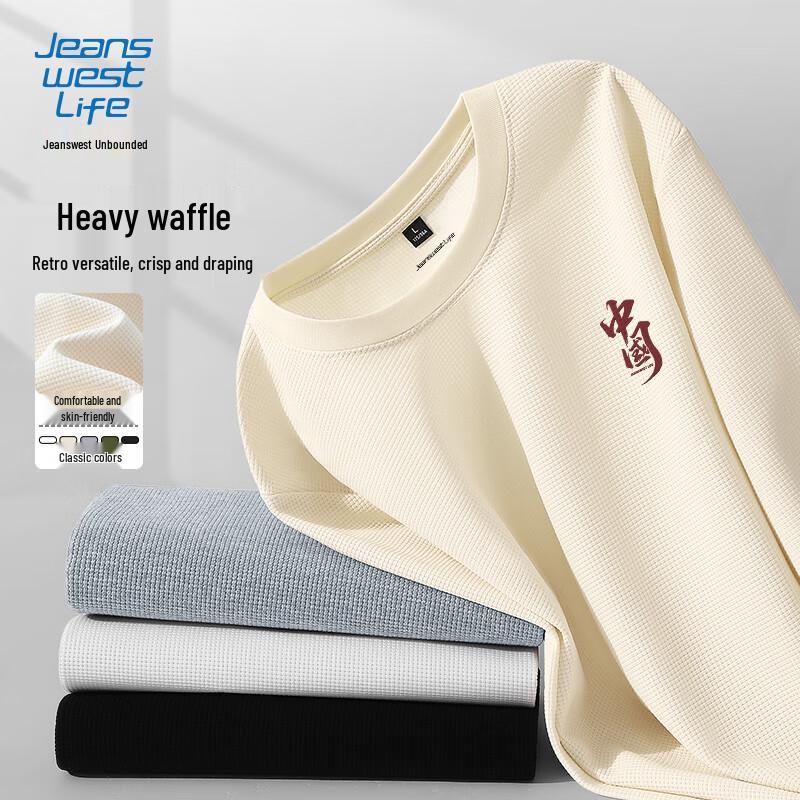 JEANSWEST LIFE Men s Waffle Knit Long Sleeve T-Shirt L