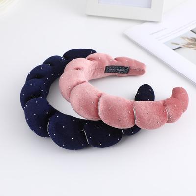 1 Stück Wolken Gesichtsreinigungsschwamm Haarband Haarschmuck Samt Strass Premium Damen Hoher Kopf Oberseite Krapfen Stirnband