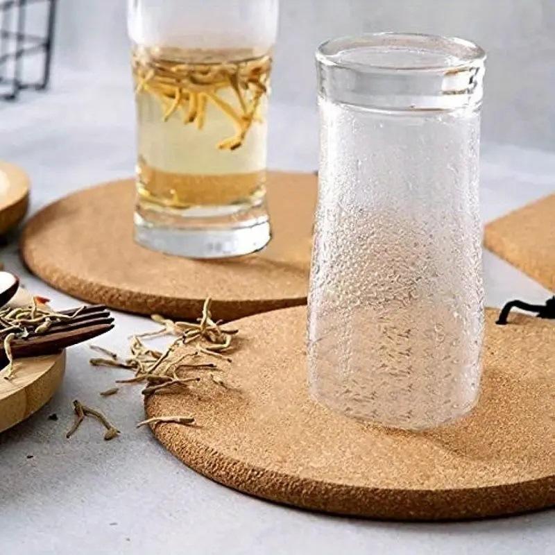 4pcs Cork Pot Mat Heat Resistant Round Pans Holder Bowl Placemats Worktop Saver Mat Cup Coasters Tableware for Kitchen Gadget