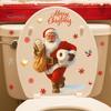 Santa Bathroom Accessories for Winter Funny Christmas Toilet Seat Decal, Waterproof PVC Lid Decoration Stickers Festive Wall Art Holiday Home