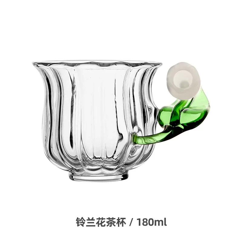 

Vintage Cocktail Champagne Glass Flower Tea Cup Handmade Water Cup Three Dimensional Bell Orchid Goblet Glass Cup Wine Glass 201-300ml