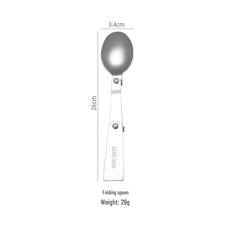 304 Stainless Steel Folding Spoon: Portable Outdoor Picnic and Travel Fork, Soup, and Teaspoon Combo.
