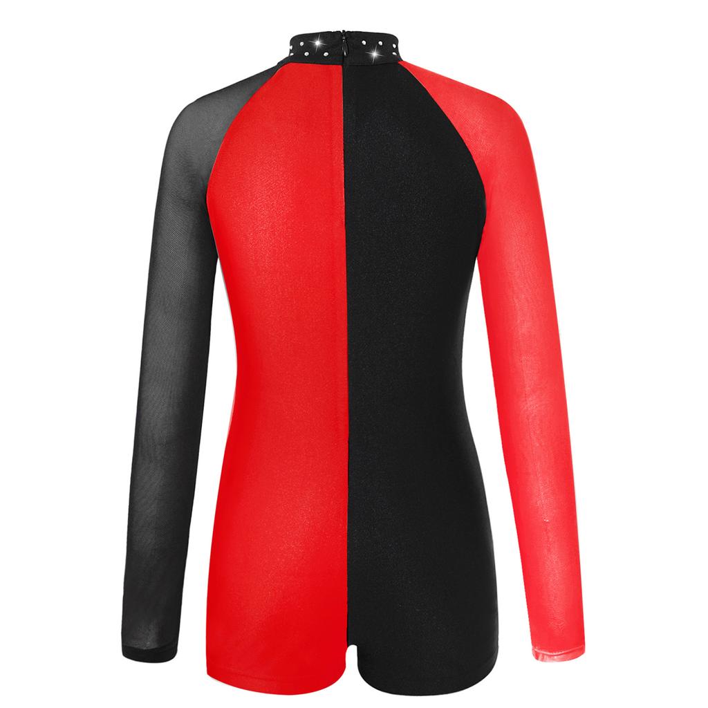 Baletní trikot pro děti Dívky Síťovina s dlouhým rukávem Kontrastní barva Taneční trikot Unitard Gymanstics kombinéza Dancewear