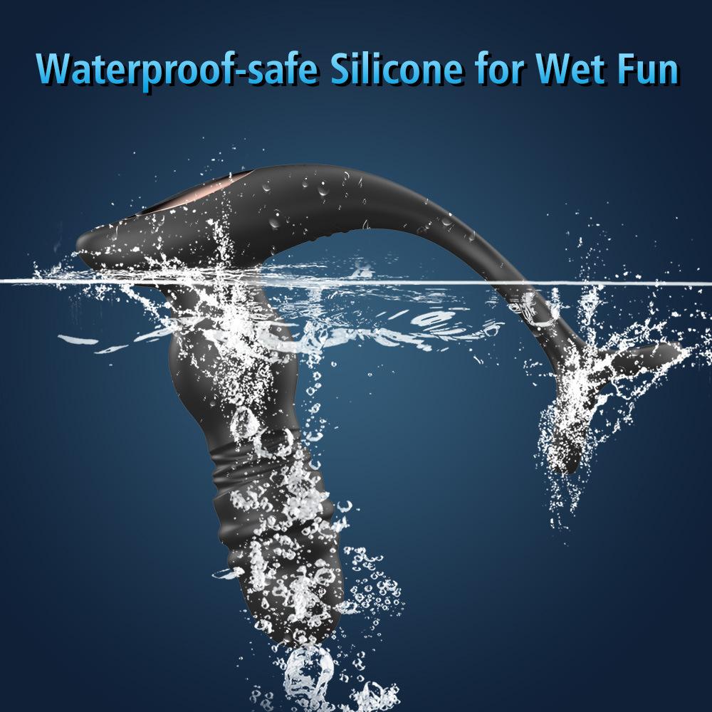 Thrusting Anal Plug Vibrator Wireless Control Male Prostate Massager Delay Ejaculation Lock Rings Butt Plug Sex Toys for Men