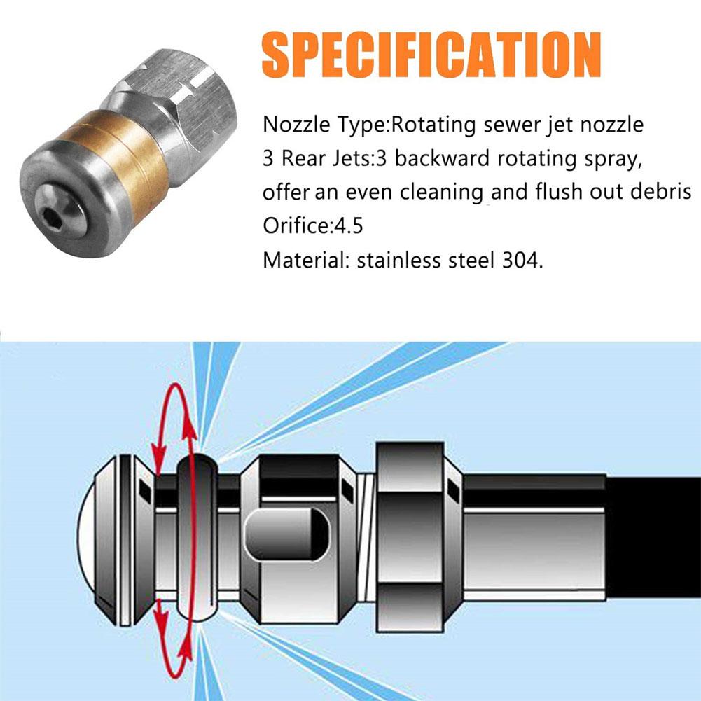 Pressure Washer Sewer Jetter Kits Accessories 14in NPT 5800PSI 15 Meters Rubber Hose