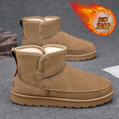 Hiver Nouvelles Chaussures pour Hommes Bottes Fourrées Mode Cuir Suede Chaud Peluche Chaussures Décontractées Bottes de Neige Extérieures