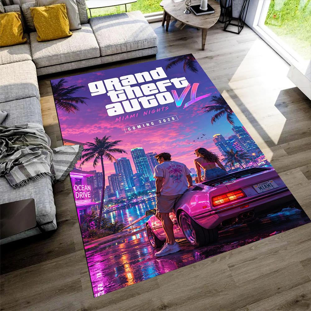 Grand Theft Auto Teppich Perfekt für Schlafzimmer Esszimmer Dekorieren Sie Zimmer Eingangsbereich Rutschfester Teppich Anime Büro Dekor Geburtstag Weihnachtsgeschenk