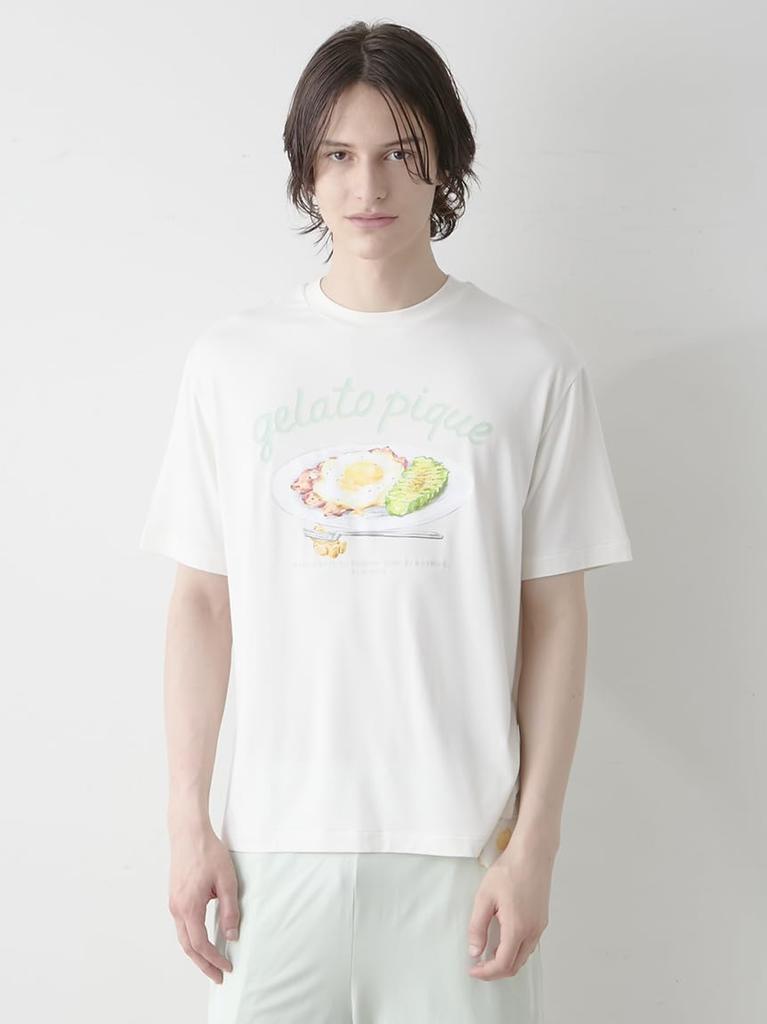 Gelato Pique HOMME Sunny Side Egg PHCT254931 OWHT L One-Point T-Shirt Men's