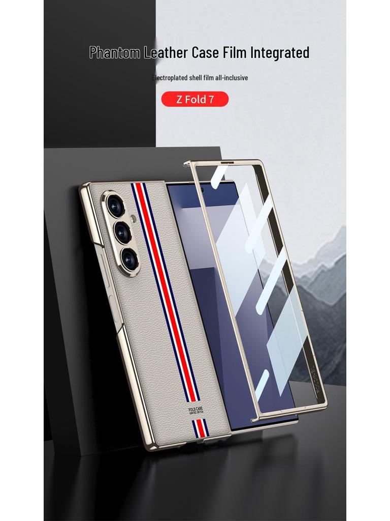 Solid Color Electroplated Leather Case for Samsung Z Fold7