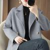Kurzer doppelseitiger Wollmantel für Mütter, lockere Passform, schlankmachende Trenchjacke, Oberbekleidung für Frauen mittleren Alters