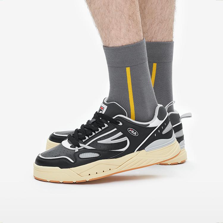 FILA Slam 22 Textile, Synthetic Leather Abrasion Resistant Low top Skateboard Shoes Men's Black Contour Gray F12M231217FBD