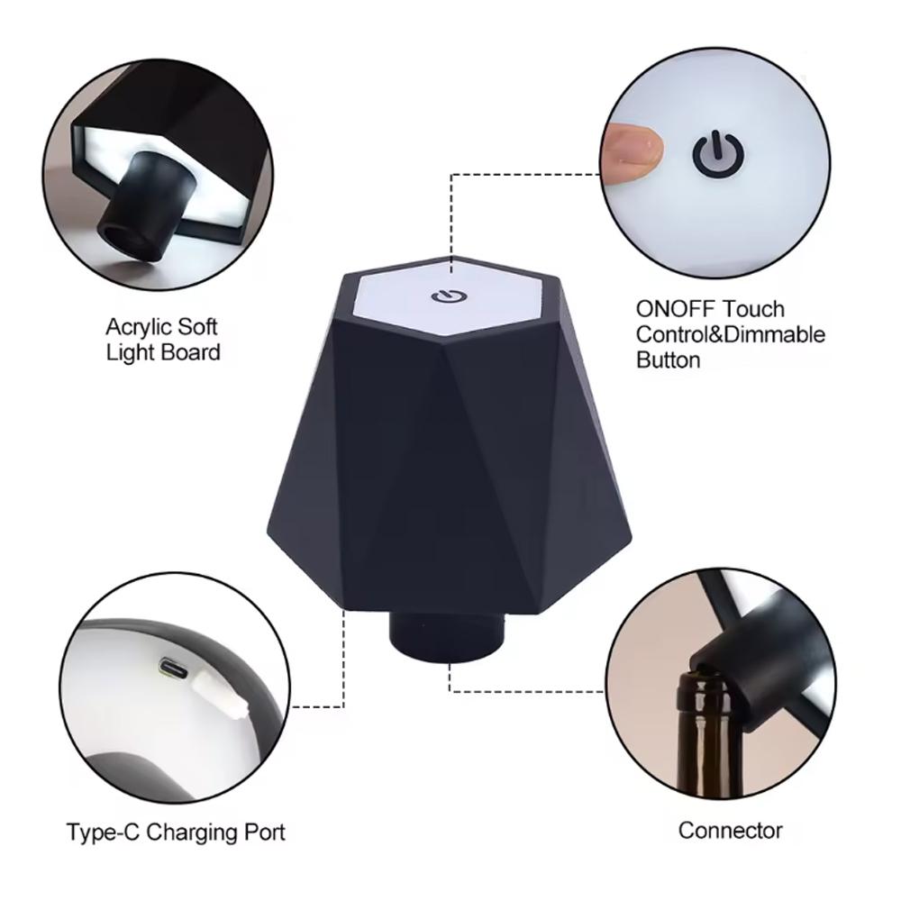 LED Wine Bottle Light Tri-colour Dimmable for Living Room Bedroom Desktop Restaurant Dining Table Indoor Decorative Lighting