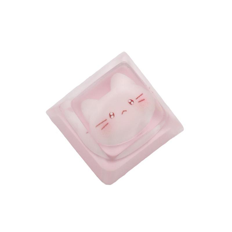 1PC Translucent Cute Cartoon Cat Keycap Cross Axis Mechanical Keyboard Keycap Keyboard Decoration Keycap Keyboard Accessories
